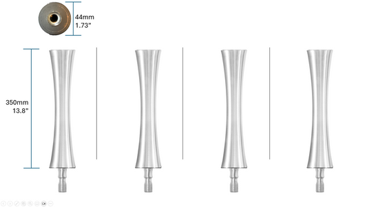 Quadraspire SV350/44mm (13.8") X-Reference Signature Columns (set of 4) - Silver