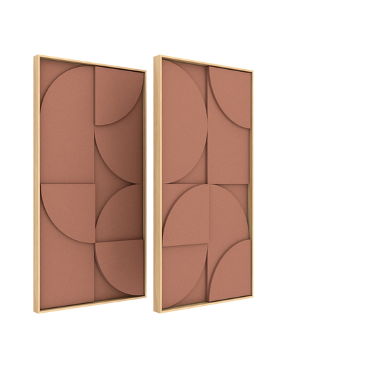 Vicoustic VicShape 3D Duo Sound Absorbing Acoustic Framed Relief Panel in Coral Haze