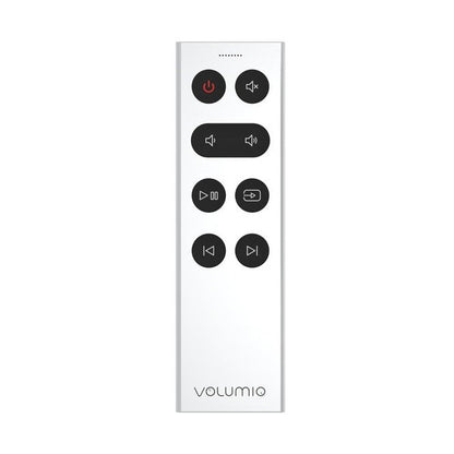Volumio Remoto remote control held in hand, front view